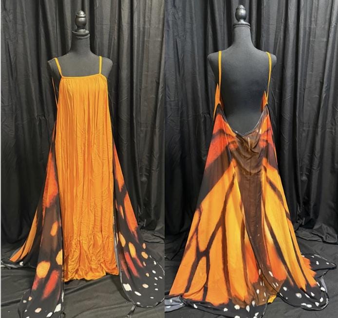 The Monarch Enchantress(ADULT6-8),Orange Butterlfy,Masquerade,MardiGras,Photoshoot,Fantasy,LARP,RenFaire,FairyCore,Costume