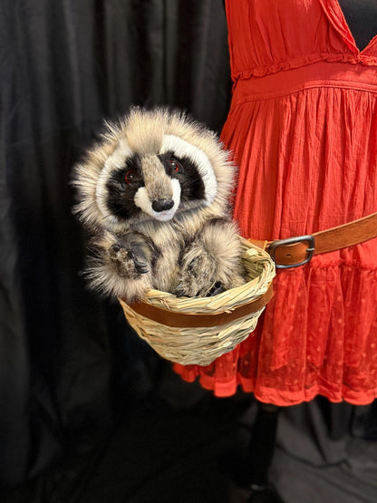 Trixel the Raccoon Critter Companion | Plush Pal, Helper Hand Puppet, A One-of-a-Kind, Your Character Story, Fantasy, LARP, Ren Faire