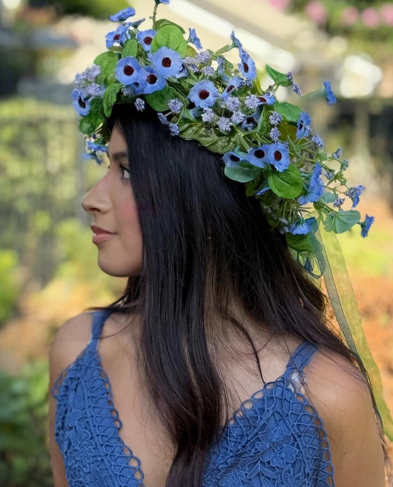 Daisy Mae Floral Garland,Flower Tiara,Flower Crown,Elven Princess Headpiece,Fairy-core,Renaissance Faire,Special Occasion Photoshoot