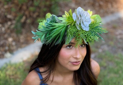 Enduring Beauty Succulent Garland | Flower Tiara,Flower Crown,Elven Princess Headpiece, Fairy-core, Ren Faire, Special Occasion Photoshoot