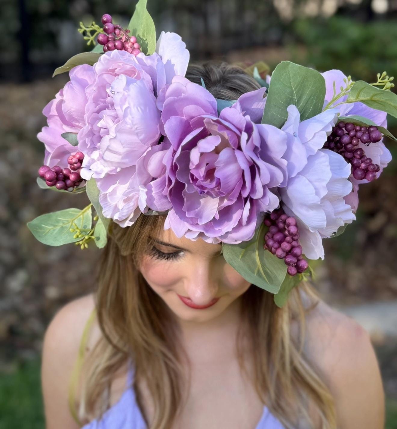 Sugar Plum Floral Garland, Flower Tiara,Flower Crown,Elven Princess Headpiece,Fairy-core,Renaissance Faire,Special Occasion Photoshoot
