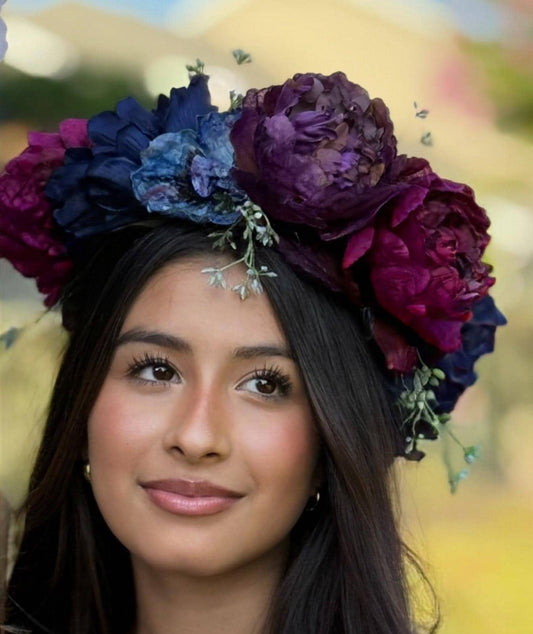Berry Bliss Floral Garland,Flower Tiara,Flower Crown,Elven Princess Headpiece,Fairy-core,Renaissance Faire,Special Occasion Photoshoot
