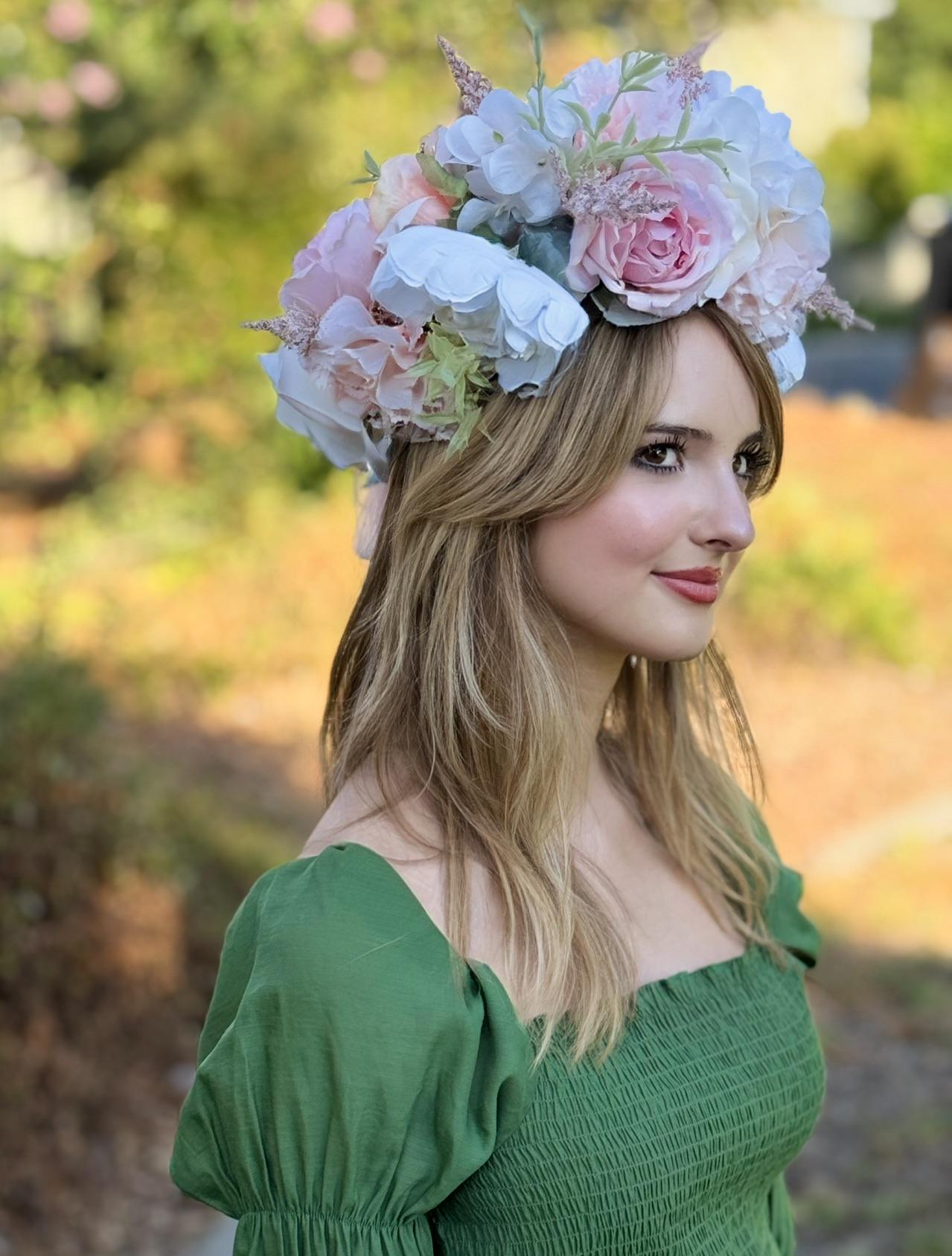 Ring Around the Rosey Floral Garland,Flower Tiara,Flower Crown,Elven Princess Headpiece,Fairy-core,Ren Faire,Special Occasion Photoshoot