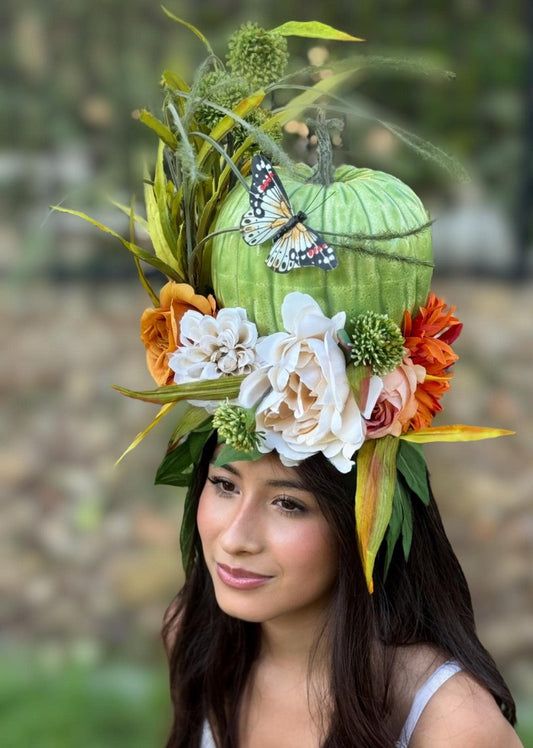 Pumpkin Pixie Fascinator, Flower Tiara,Flower Crown,Elven Princess Headpiece,Fairy-core, Renaissance Faire, Special Occasion Photoshoot