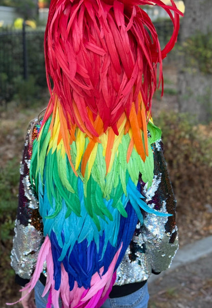 Rainbow Unicorn Horn Headdress, Light Up Unicorn Crown, Feather Mane Headpiece, Fantasy Horn, Cosplay, Festival Headpiece