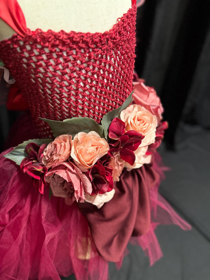 Child Garden Fairy Costume – Rose Wings & Floral Crown – Rosethorn Sprite of the Twilight Garden – Fairy Party / Ren Faire Outfit – Size 4–6