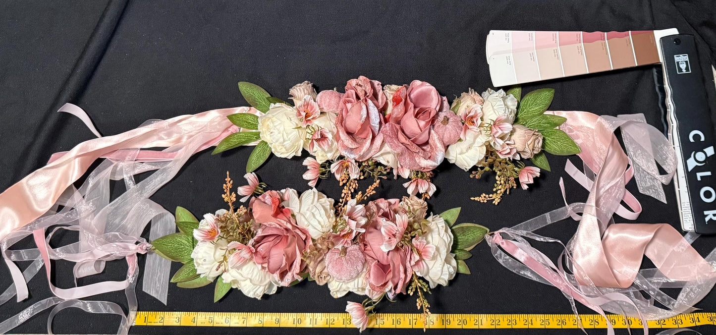 Don’t Make Me Blush — LUX Garland Duet,Head & Hip Floral Garlands,Flower Crown,Fairy-core,Renaissance Faire,Special Occasion Photoshoot