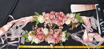 Don’t Make Me Blush — LUX Garland Duet | Head & Hip Floral Garlands, Flower Crown, Fairy-core, Ren Faire, Special Occasion Photoshoot