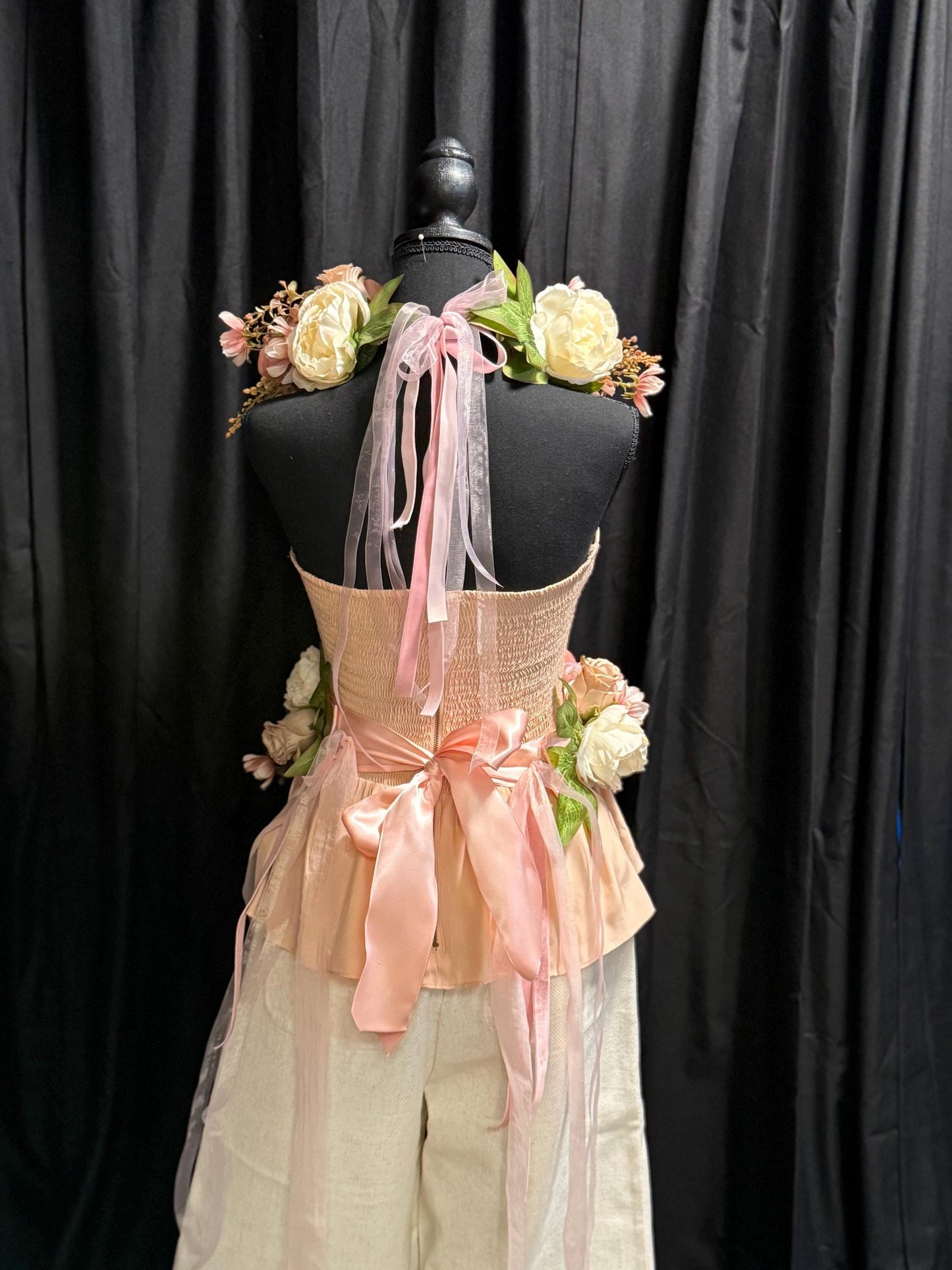 Don’t Make Me Blush — LUX Garland Duet,Head & Hip Floral Garlands,Flower Crown,Fairy-core,Renaissance Faire,Special Occasion Photoshoot