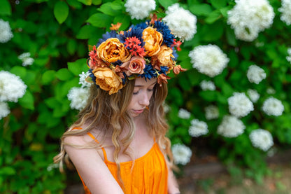 Pumpkin Spice - Hold the Latte Floral Garland | Tiara, Flower Crown, Elven Headpiece, Fairy-core, Ren Faire, Special Occasion Photoshoot