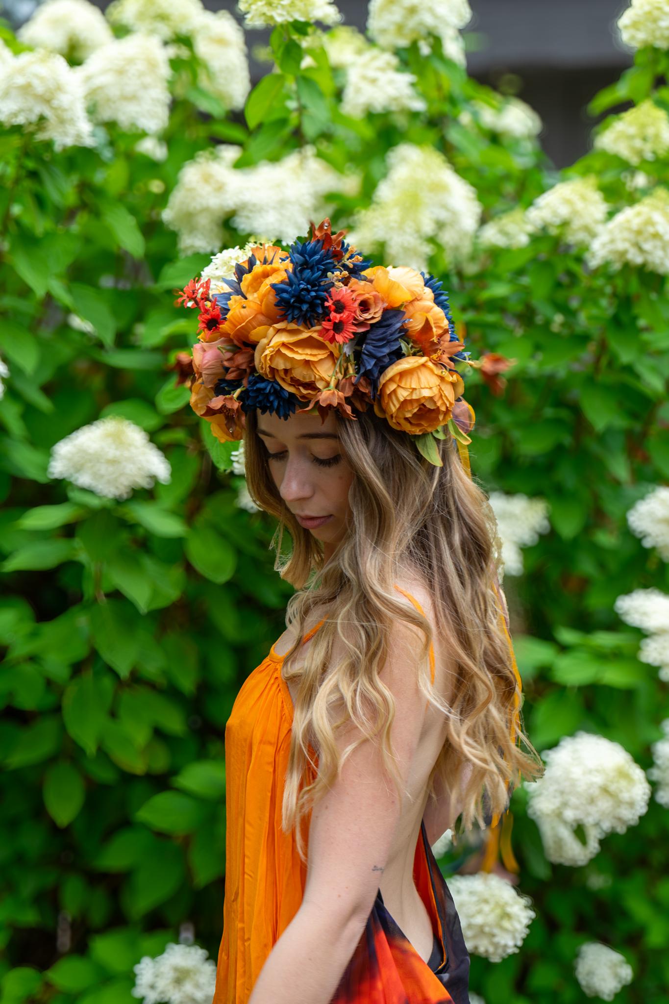 Pumpkin Spice - Hold the Latte Floral Garland | Tiara, Flower Crown, Elven Headpiece, Fairy-core, Ren Faire, Special Occasion Photoshoot