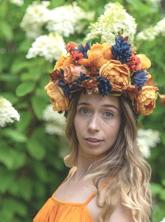 Pumpkin Spice - Hold the Latte Floral Garland | Tiara, Flower Crown, Elven Headpiece, Fairy-core, Ren Faire, Special Occasion Photoshoot