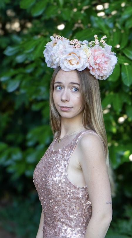 Peaches & Cream Floral Halo Headdress, Peach Flower Crown, Blush Bridal Crown, Fairy Crown, Cherub Halo, Wedding Headpiece, Photoshoot Prop