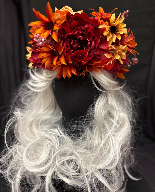Harvest Muse Ensemble – Merlot Melody LUX Garland Duet | Head & Hip Floral Garlands, Flower Crown, Ren Faire, Special Occasion Photoshoot