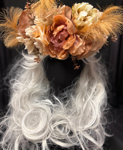 Harvest Muse Ensemble – Mocha Dream LUX Garland Duet | Head & Hip Floral Garlands, Flower Crown, Ren Faire, Special Occasion Photoshoot