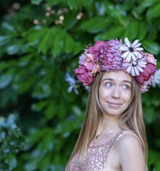Harvest Muse Ensemble – Blush Beauty LUX Garland Duet | Head & Hip Floral Garlands, Flower Crown, Ren Faire, Special Occasion Photoshoot