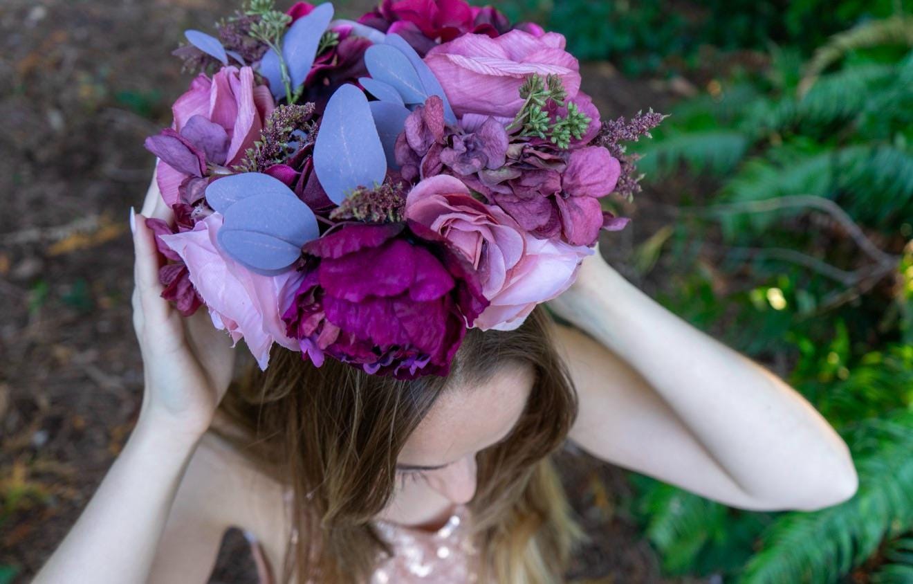 Cherry on Top Floral Halo Headdress, Cherry Flower Crown, Blush Pink Crown, Fairy Crown, Cherub Halo, Romantic Headpiece, Photoshoot Prop