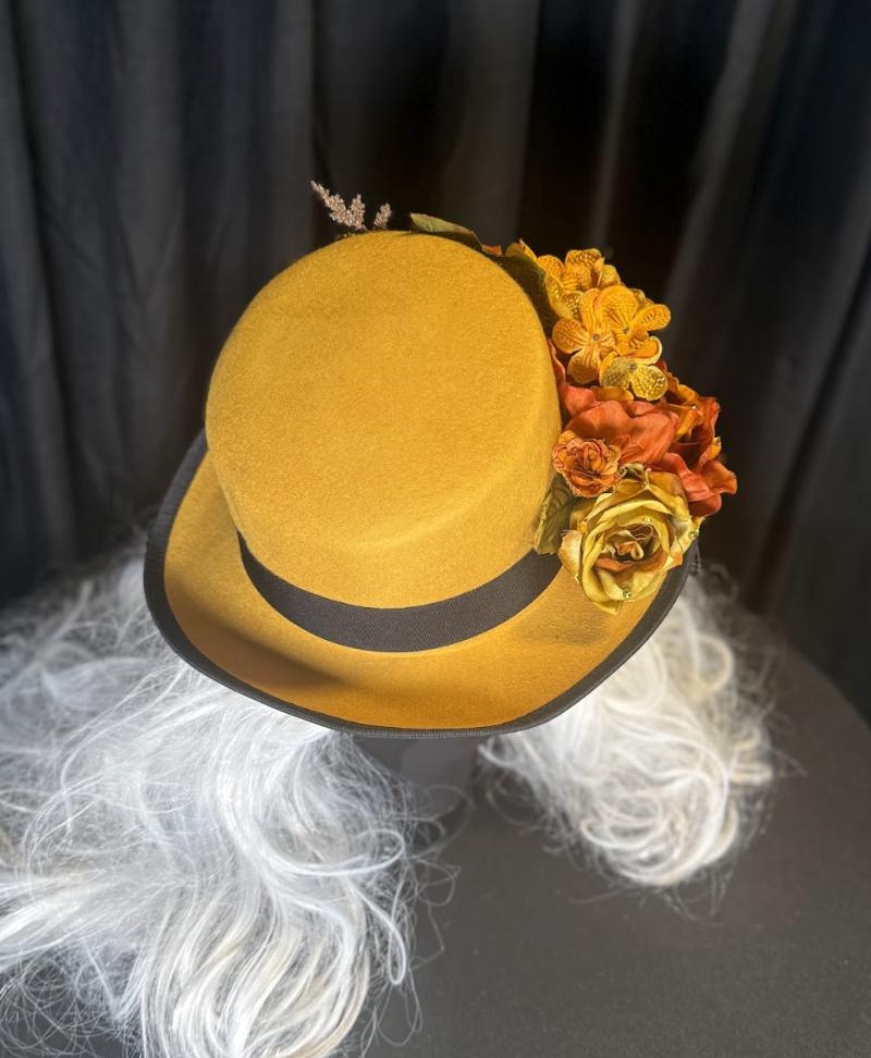 Colonel Mustard Golden Harvest Top Hat – Mustard Yellow Top Hat, Floral Steampunk Hat, Victorian Dapper Hat, Autumn Hat, Ren Faire, Cosplay