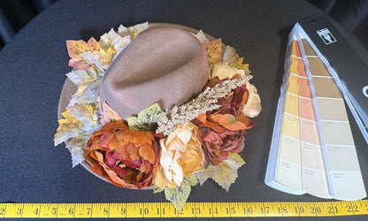 Turning Leaf Autumn Boho Hat – Fall Floral Hat, Wide Brim Hat, Harvest Festival Hat, Cottagecore Hat, Thanksgiving Outfit