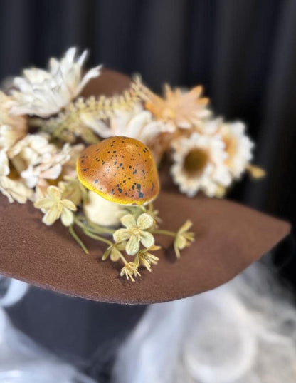 Daisy Chain Woodland Boho Hat – Mushroom Hat, Cottagecore Hat, Fairy Garden Hat, Floral Wide Brim Hat, Festival Hat
