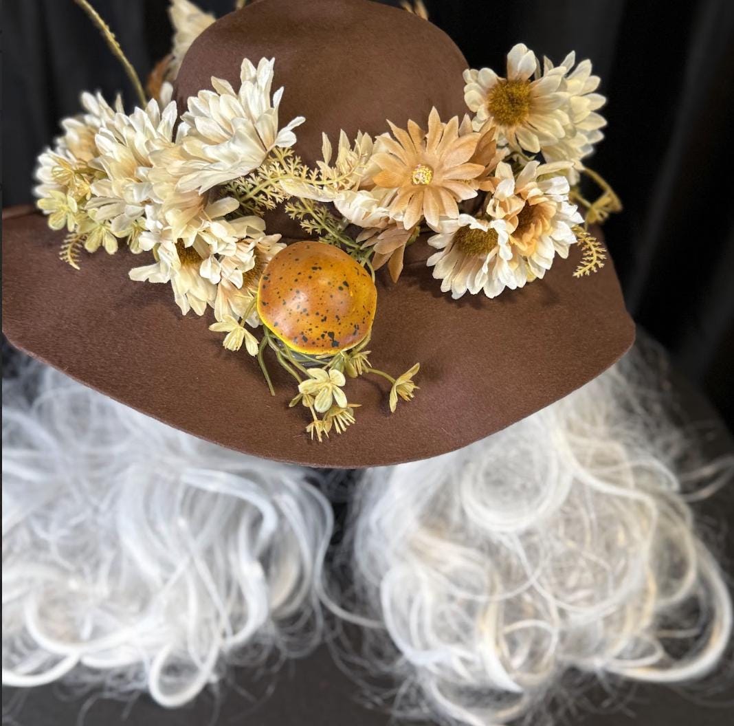 Daisy Chain Woodland Boho Hat – Mushroom Hat, Cottagecore Hat, Fairy Garden Hat, Floral Wide Brim Hat, Festival Hat