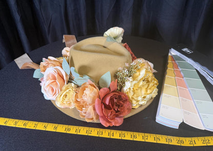 Sunset Dune Boho Floral Hat – Bohemian Wide Brim Hat, Festival Hat, Floral Crown Hat, Desert Style, Summer Hat, Cottagecore