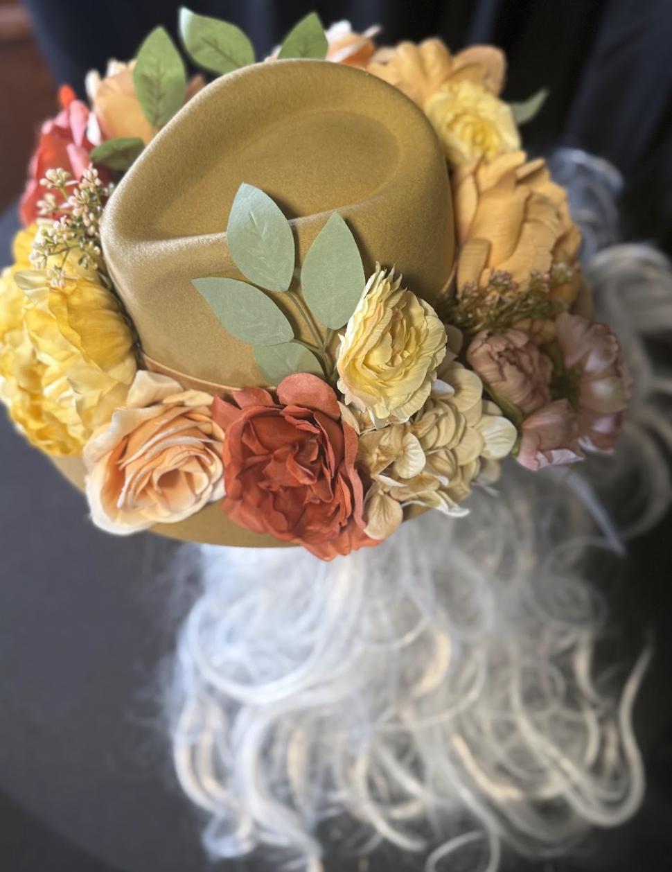 Sunset Dune Boho Floral Hat – Bohemian Wide Brim Hat, Festival Hat, Floral Crown Hat, Desert Style, Summer Hat, Cottagecore