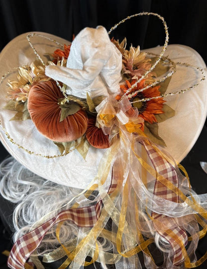 Wiccan White Witch Hat – White Velvet Witch Hat, Autumn Harvest Hat, Light Witch Aesthetic, Halloween Costume, Ren Faire, Cosplay Headpiece