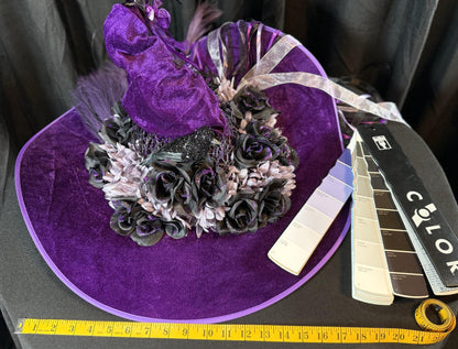 Raven Whisper Witch Hat – Velvet Gothic Witch Hat, Black Raven Headpiece, Dark Fantasy Hat, Halloween Costume, Ren Faire, Cosplay