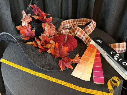 Spiced Spell Witch Hat – Embellished Autumn Witch Hat, Fall Harvest Hat, Pumpkin Witch Hat, Halloween Costume, Ren Faire, Cosplay Headpiece