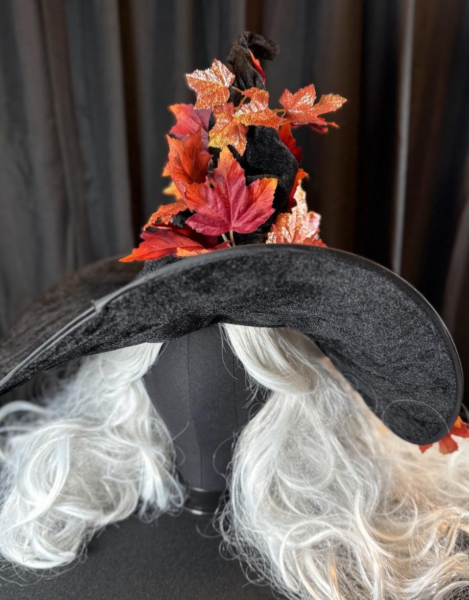 Spiced Spell Witch Hat – Embellished Autumn Witch Hat, Fall Harvest Hat, Pumpkin Witch Hat, Halloween Costume, Ren Faire, Cosplay Headpiece