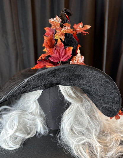 Spiced Spell Witch Hat – Embellished Autumn Witch Hat, Fall Harvest Hat, Pumpkin Witch Hat, Halloween Costume, Ren Faire, Cosplay Headpiece
