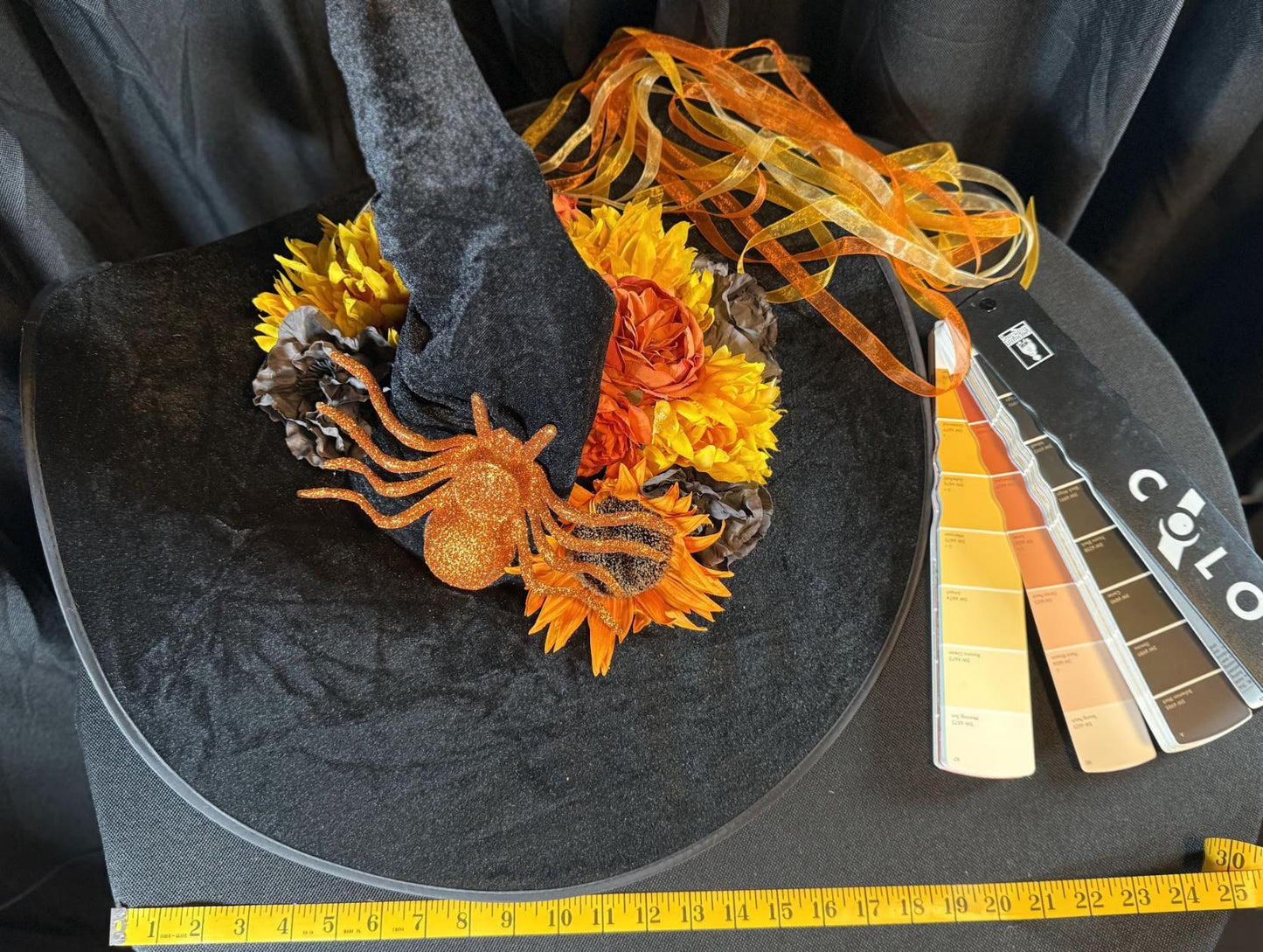 Trick or Treat Witch Hat – Embellished Halloween Hat, Floral Witch Hat, Pumpkin Spice, Costume Hat, Ren Faire, Cosplay, Festival Headpiece
