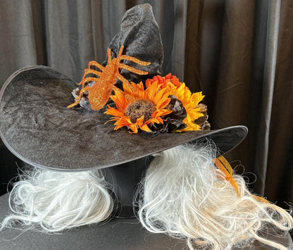 Trick or Treat Witch Hat – Embellished Halloween Hat, Floral Witch Hat, Pumpkin Spice, Costume Hat, Ren Faire, Cosplay, Festival Headpiece