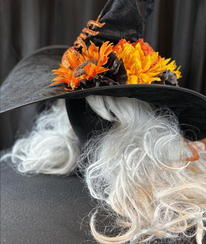 Trick or Treat Witch Hat – Embellished Halloween Hat, Floral Witch Hat, Pumpkin Spice, Costume Hat, Ren Faire, Cosplay, Festival Headpiece
