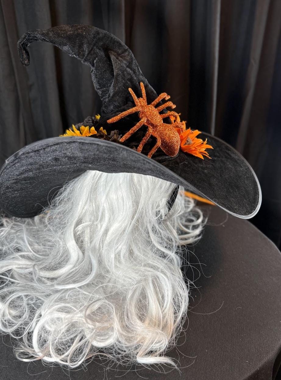 Trick or Treat Witch Hat – Embellished Halloween Hat, Floral Witch Hat, Pumpkin Spice, Costume Hat, Ren Faire, Cosplay, Festival Headpiece