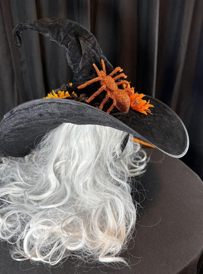 Trick or Treat Witch Hat – Embellished Halloween Hat, Floral Witch Hat, Pumpkin Spice, Costume Hat, Ren Faire, Cosplay, Festival Headpiece