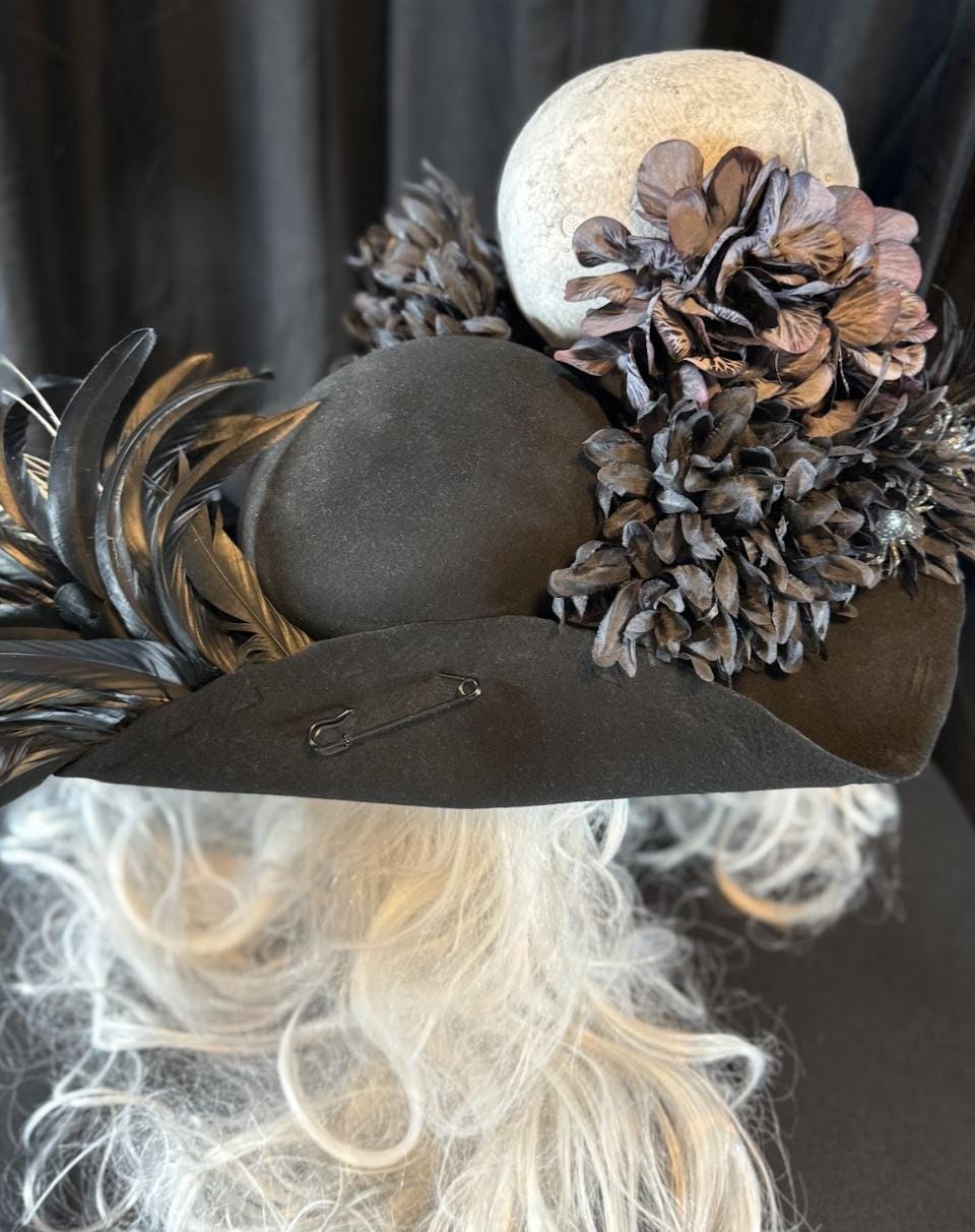 Dead Men Tell No Tales Pirate Hat – Skull Tricorn Hat, Gothic Pirate Hat, Renaissance Faire Costume, LARP Headpiece, Theatrical Hat