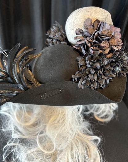 Dead Men Tell No Tales Pirate Hat – Skull Tricorn Hat, Gothic Pirate Hat, Renaissance Faire Costume, LARP Headpiece, Theatrical Hat