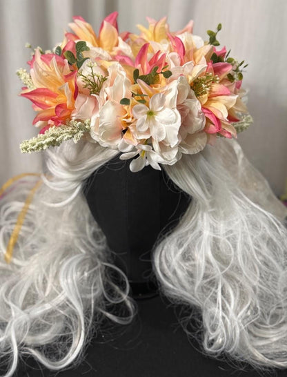 Summer Sizzle Halo Headdress, Flower Crown, Fairy Crown, Festival Headpiece,  Floral Headpiece, Ren Faire Costume, Photoshoot Prop