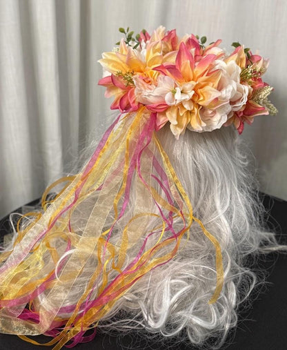 Summer Sizzle Halo Headdress, Flower Crown, Fairy Crown, Festival Headpiece,  Floral Headpiece, Ren Faire Costume, Photoshoot Prop