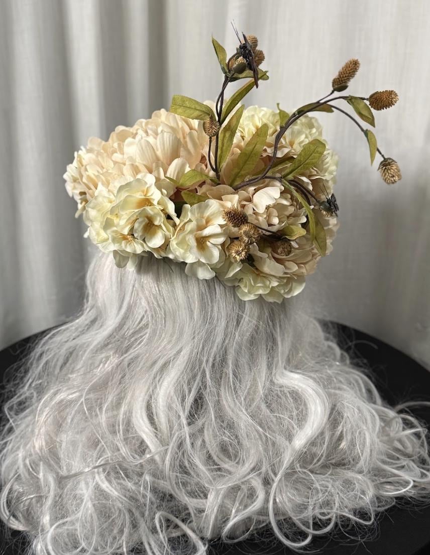 Dreams in Cream Halo Headdress, Bridal Flower Crown, Cherub Halo, Fairy Crown, Wedding Headpiece, Cottagecore Crown, Photoshoot Prop