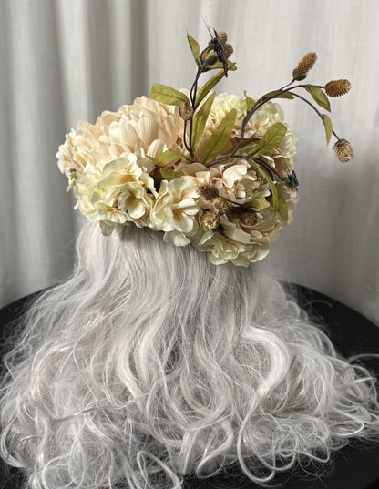 Dreams in Cream Halo Headdress, Bridal Flower Crown, Cherub Halo, Fairy Crown, Wedding Headpiece, Cottagecore Crown, Photoshoot Prop