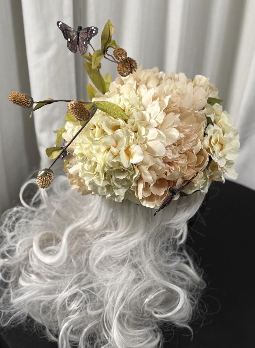 Dreams in Cream Halo Headdress, Bridal Flower Crown, Cherub Halo, Fairy Crown, Wedding Headpiece, Cottagecore Crown, Photoshoot Prop