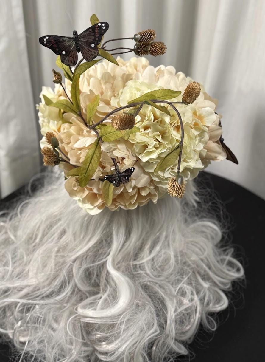Dreams in Cream Halo Headdress, Bridal Flower Crown, Cherub Halo, Fairy Crown, Wedding Headpiece, Cottagecore Crown, Photoshoot Prop