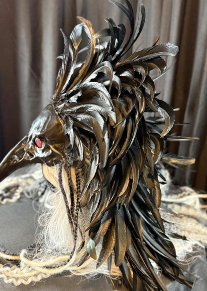 Raven Warrior Fascinator, Raven Skull Crown, Feather Headdress, LARP Headpiece, Dark Fantasy Crown, Cosplay Headpiece, Ren Faire Costume