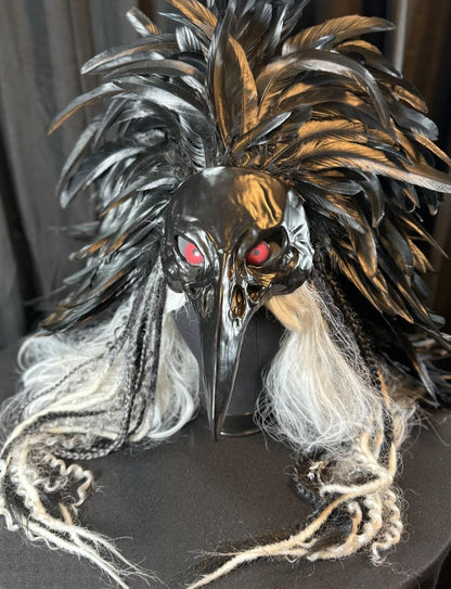 Raven Warrior Fascinator, Raven Skull Crown, Feather Headdress, LARP Headpiece, Dark Fantasy Crown, Cosplay Headpiece, Ren Faire Costume