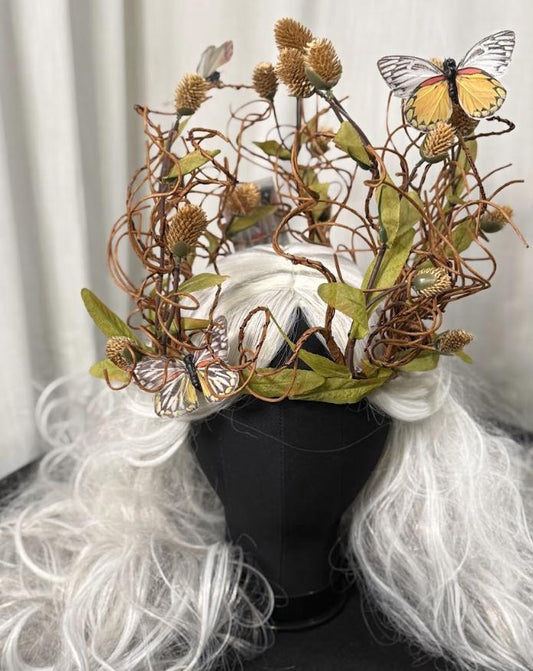 Thistlelight Crown Fascinator, Light Up Woodland Crown, Fairy Crown, Elven Headpiece, Fae Crown, Forest Headpiece, Ren Faire Crown