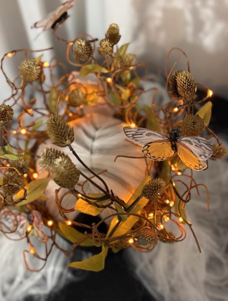 Thistlelight Crown Fascinator, Light Up Woodland Crown, Fairy Crown, Elven Headpiece, Fae Crown, Forest Headpiece, Ren Faire Crown