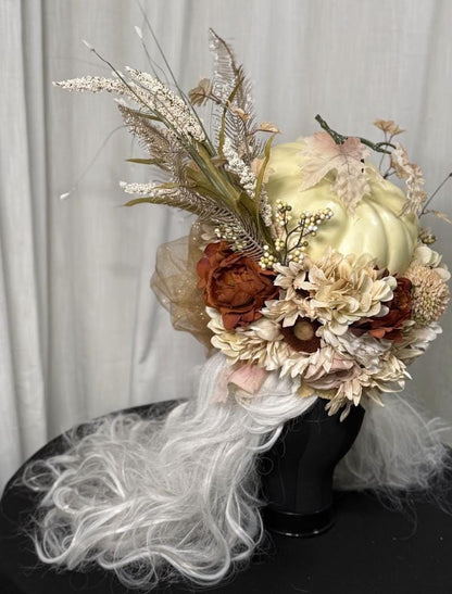 Harvest Moon Queen Fascinator, Pumpkin Crown, Autumn Headdress, Fall Festival Crown, Woodland Queen Headpiece, Ren Faire, Fantasy Photoshoot